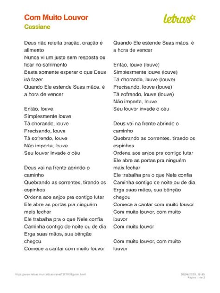 Com Muito Louvor Letras - Com Muito Louvor Tradues
