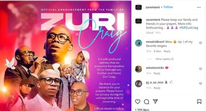 Zuri Craig Cause Of Death, Age, Biography, Net Worth, Height, Ethnicity, Wife ·
